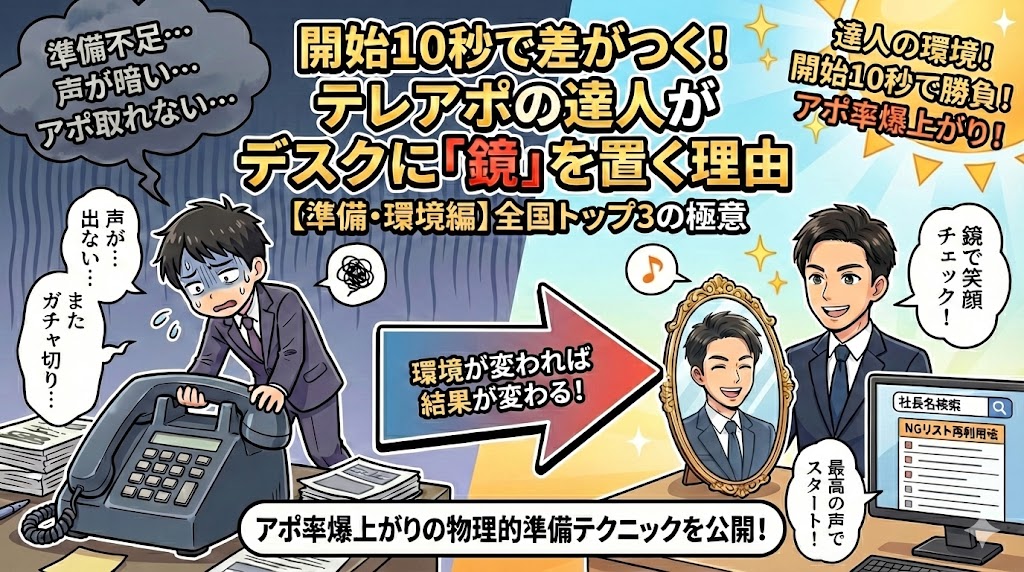 開始10秒で差がつく！テレアポの達人がデスクに「鏡」を置く理由【準備・環境編】